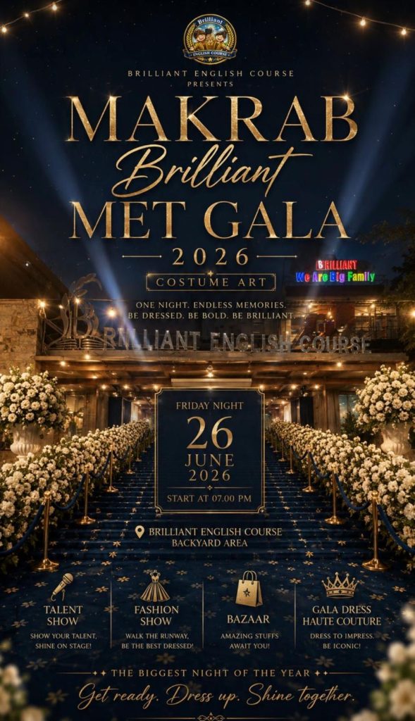 Gemerlap Malam Penuh Kreativitas : Brilliant English Course Gelar Makrab Met Gala 2026 Gemerlap Malam Penuh Kreativitas : Brilliant English Course Gelar Makrab Met Gala 2026